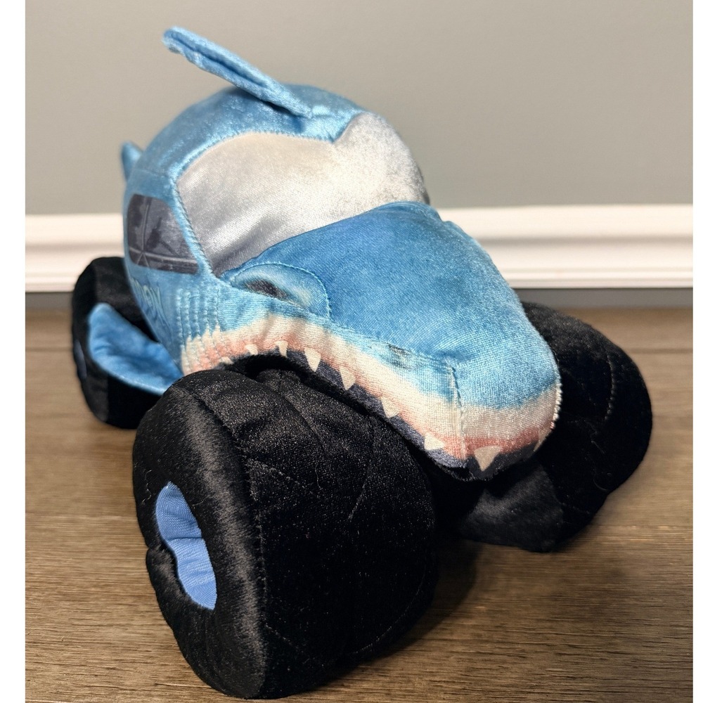 Monster Jam Megalodon Shark Monster Truck Plush Blue Stuffed Animal Toy